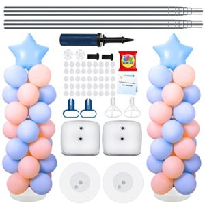 2 set balloon column kit for floor, vetogether 1-7 feet adjustable balloon columns holder stand kit with base, tall balloon tower stand kit with metal pole, ballon pillars for party decorations