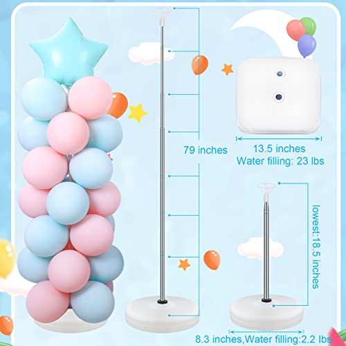 2 Set Balloon Column Kit for Floor, VETOGETHER 1-7 Feet Adjustable Balloon Columns Holder Stand Kit with Base, Tall Balloon Tower Stand Kit with Metal Pole, Ballon Pillars for Party Decorations