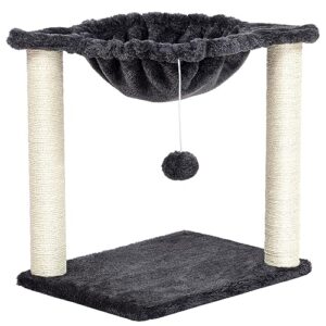 hoobro cat tree tower for indoor cat, small cat pet house furniture for kitten, 15.7 x 11.8 x 16.5 inches, plush soft hanging basket perch hammock, with sisal cat scratching post, plush toy gy08ct03