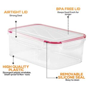 Utopia Kitchen Plastic Food Storage Container Set with Airtight Lids - Pack of 6 (3 Containers & 3 Snap Lids)- Reusable & Leftover Food Lunch Boxes - Leak Proof