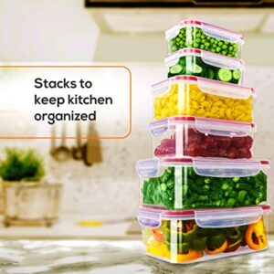 Utopia Kitchen Plastic Food Storage Container Set with Airtight Lids - Pack of 6 (3 Containers & 3 Snap Lids)- Reusable & Leftover Food Lunch Boxes - Leak Proof