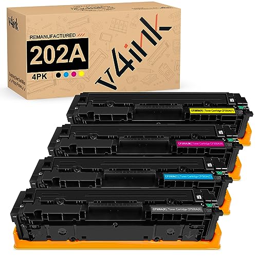 v4ink 4PK remanufactured 202A Toner Cartridge Replacement for HP 202A 202X CF500A CF501A CF502A CF503A Toner Cartridge for HP Pro M254dw M254nw M281dw M281cdw M281fdw M280nw Printer