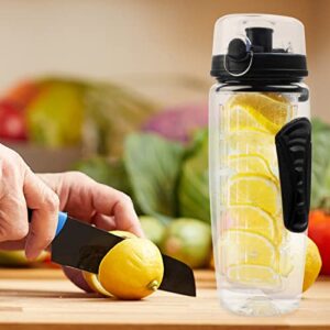 Sihuuu 32 oz Fruit Infuser Water Bottle,Sports Bottle, LeakProof,BPA Free,Drinking Water Bottle for Home, travel,office(Black,960 ML)