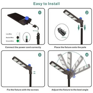 Ecledmall Parking lot Lights 300W, led Parking lot Light with Dusk to Dawn photocell 1000W HID/HPS Equivalent,IP65 Waterproof Outdoor led Area Light Slip Fitter mounting 5000K 42000LM