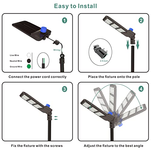 Ecledmall Parking lot Lights 300W, led Parking lot Light with Dusk to Dawn photocell 1000W HID/HPS Equivalent,IP65 Waterproof Outdoor led Area Light Slip Fitter mounting 5000K 42000LM