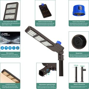 Ecledmall Parking lot Lights 300W, led Parking lot Light with Dusk to Dawn photocell 1000W HID/HPS Equivalent,IP65 Waterproof Outdoor led Area Light Slip Fitter mounting 5000K 42000LM