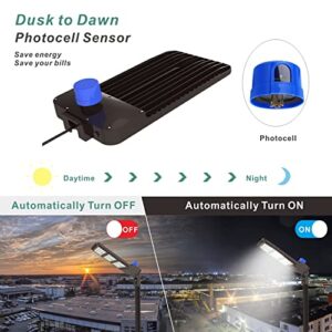 Ecledmall Parking lot Lights 300W, led Parking lot Light with Dusk to Dawn photocell 1000W HID/HPS Equivalent,IP65 Waterproof Outdoor led Area Light Slip Fitter mounting 5000K 42000LM