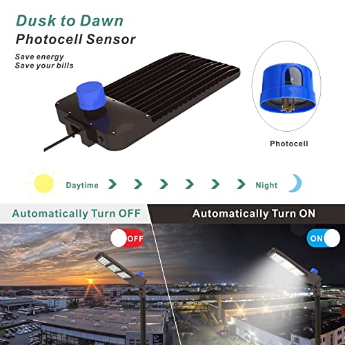 Ecledmall Parking lot Lights 300W, led Parking lot Light with Dusk to Dawn photocell 1000W HID/HPS Equivalent,IP65 Waterproof Outdoor led Area Light Slip Fitter mounting 5000K 42000LM