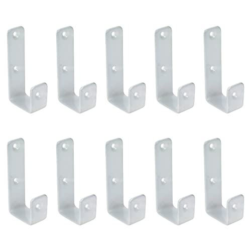Mcredy 10 PCS Bed Ladder Hook 1" Inside Width Hooks L Shaped White with Screws