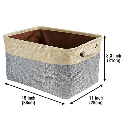 Personalized Dog Maltese Bone Decorative Storage Basket Fabric Durable Rectangle Toy Box with 2 Handles for Organizing Closet Garage Clothes Blankets Grey and White