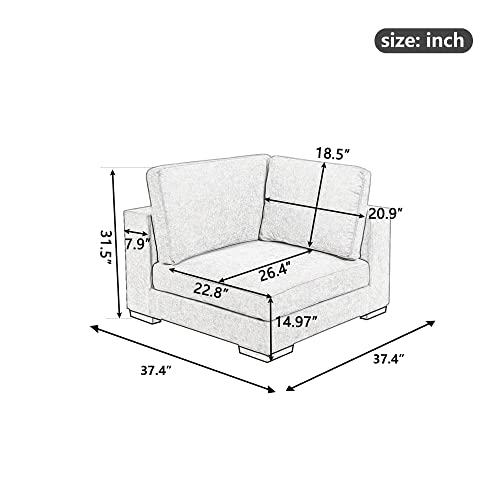 NORAN Grey Fabric Upholstered Modular Sofa Collection, Modular Customizable and Reconfigurable Deep Seating, Corner Sofa (Corner Sofa)