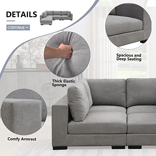 NORAN Grey Fabric Upholstered Modular Sofa Collection, Modular Customizable and Reconfigurable Deep Seating, Corner Sofa (Corner Sofa)