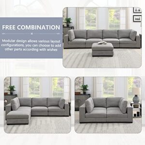 NORAN Grey Fabric Upholstered Modular Sofa Collection, Modular Customizable and Reconfigurable Deep Seating, Corner Sofa (Corner Sofa)