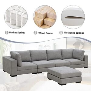 NORAN Grey Fabric Upholstered Modular Sofa Collection, Modular Customizable and Reconfigurable Deep Seating, Corner Sofa (Corner Sofa)