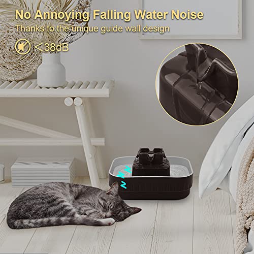 Ceramic Cat Water Fountain,SIBAYS 3L Pet Water Fountain, Automatic Cat Water Dispenser,Automatic Ceramic Drinking Fountain for Pets, Easy to Disassemble and Clean(Coffee)