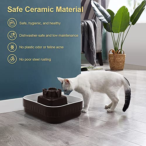 Ceramic Cat Water Fountain,SIBAYS 3L Pet Water Fountain, Automatic Cat Water Dispenser,Automatic Ceramic Drinking Fountain for Pets, Easy to Disassemble and Clean(Coffee)