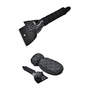 econour ice scraper mitt for car windshield + ice scraper for car windshield | snow remover for cars windshield window | waterproof snow scraper glove with thick fleece lining