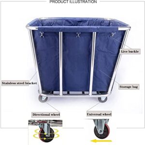 12 Bushel Laundry Cart with Wheels Heavy Duty Commercial Laundry Carts, Stainless Steel Industrial Laundry Carts Trucks with Waterproof Oxford Cloth, for Laundry/Toys/Sundries Organizer and Storage