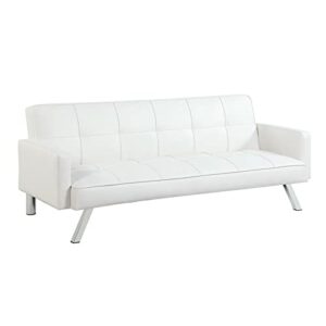 carolina classic nario convertible leatherette sleeper sofa in white