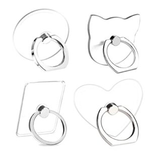 transparent phone ring stand holder, 4 pack clear cell phone ring holder, phone grip finger ring stand compatible for phones, tablet and case (b2)