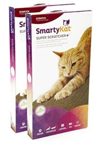 smartykat (2 count) super scratcher+ corrugated cat scratcher, catnip infusion technology - brown, double wide (old pkg), 2 count