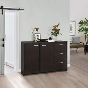 kb designs - modern sideboard buffet with storage cabinet, cupboard table for entryway living room, oak chocolate
