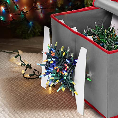 ZOBER Christmas Light Storage Wraps, Plastic Set of 4 to Store Up to 800 Holiday Christmas Lights Bulbs (Cardboard)