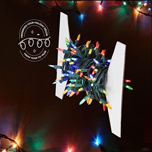 ZOBER Christmas Light Storage Wraps, Plastic Set of 4 to Store Up to 800 Holiday Christmas Lights Bulbs (Cardboard)