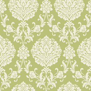 stitch & sparkles 100% cotton duck 45" width small damask celery color sewing fabric by the yard
