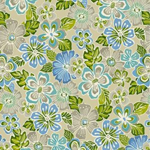stitch & sparkle 100% cotton duck 45" width pop flower print azure color sewing fabric by the yard d032g0701