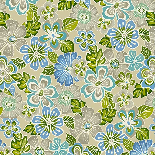 Stitch & Sparkle 100% Cotton Duck 45" Width Pop Flower Print Azure Color Sewing Fabric by The Yard D032G0701