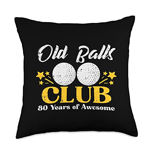 80th Birthday Decor For Men 80 Years Bday Gift Old Balls Club Golf 80 Years Awesome 80th Birthday Golfer Throw Pillow, 18x18, Multicolor