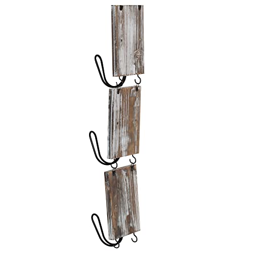 MyGift 3 Piece Set Torched Wood Modular Hanging Hat Rack for Wall with 3 Large Metal Hooks, Entryway Space Saving Organizer Coat Rack