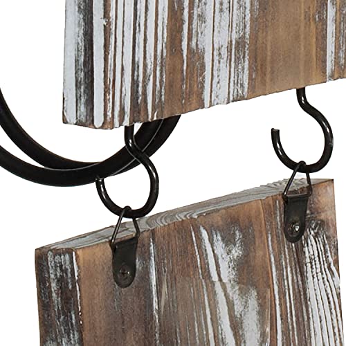 MyGift 3 Piece Set Torched Wood Modular Hanging Hat Rack for Wall with 3 Large Metal Hooks, Entryway Space Saving Organizer Coat Rack