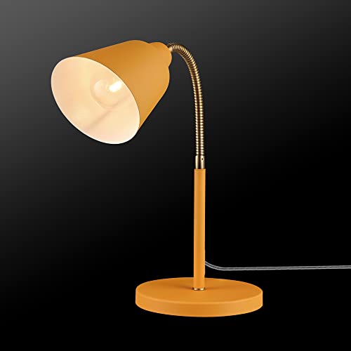 Novogratz x Globe 56083 16" Desk Lamp, Matte Orange, Adjustable Brass Gooseneck, in-Line On/Off Rocker Switch, Home Office Accessories, Desk Lamps for Home Office, Home Décor, Adjustable Lamp