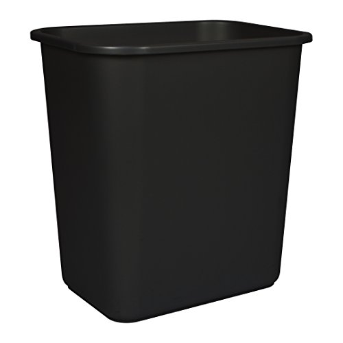 Storex Medium Waste Basket, 15 x 10.5 x 15 Inches, Black, Case of 6 (00710A06C)
