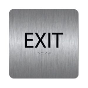 alpha dog tactile exit sign with braille - ada compliant exit sign with grade 2 contracted braille and raised text, 6x6 inch, uv stable for indoor or outdoor use, easy installation, made in the usa