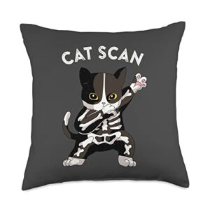 radiology technician gifts for rad techs ct scan funny cat x-ray pun meme rad tech throw pillow, 18x18, multicolor