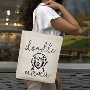 SAUIVD Doodle Mama Eco-Friendly Cute Tote Bags Cute Dog Lover Gifts Reusable Canvas Grocery Shopping Bag