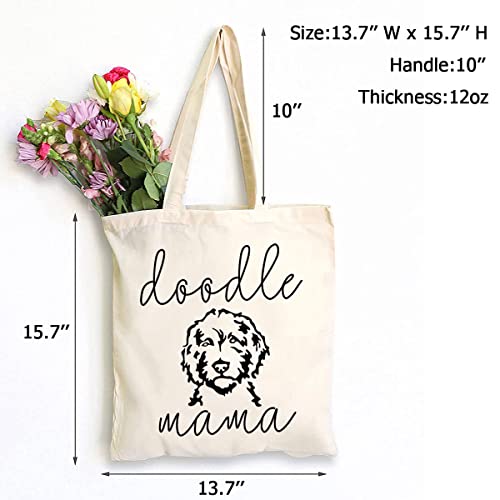 SAUIVD Doodle Mama Eco-Friendly Cute Tote Bags Cute Dog Lover Gifts Reusable Canvas Grocery Shopping Bag