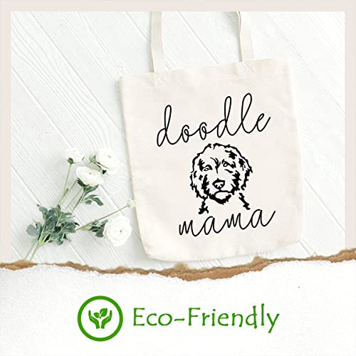 SAUIVD Doodle Mama Eco-Friendly Cute Tote Bags Cute Dog Lover Gifts Reusable Canvas Grocery Shopping Bag