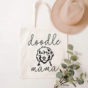 SAUIVD Doodle Mama Eco-Friendly Cute Tote Bags Cute Dog Lover Gifts Reusable Canvas Grocery Shopping Bag