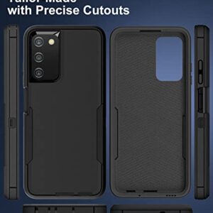 Dahkoiz for Samsung Galaxy A03S Case, with Tempered Glass Screen Protector, Dust Proof Port Cover, Full Body Protection Rubber Cover Phone Case for Samsung Galaxy A03S/A02S, Black/Black