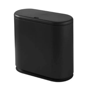 press type plastic trash can, 10l large capacity rectangular trash can with lid, double trash can with carrying handle, garbage can for living room, bedroom, bathroom, kitchen and office (black)