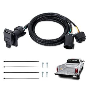 wztepeng 56070 truck bed 7-foot 7-pin trailer wiring harness extension with connector compatible with silverado 1500 2500 3500, dodge ram, ford f-150, f-250, f-350, gmc sierra, toyota tundra, ram