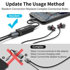 AGVEE 32Bit 384Khz USB-C to 3.5mm Headphone Adapter, Type-C Aux Jack Earbuds Splitter, USBC Audio Earphones Dongle, PD 30W Charging Converter for Samsung S21 S20, Note 20 10, Pixel 2 3 4 5, Black