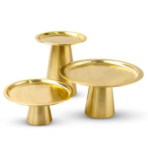 cake stand set of 3 - gold cake stands for desert table - wedding cake stand and dessert stands in three interchangeable sizes of 8, 10, 12inch. perfect strong cake, cupcake stand set by wanda living