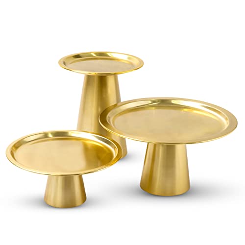 Cake Stand Set Of 3 - Gold Cake Stands For Desert Table - Wedding Cake Stand And Dessert Stands In Three Interchangeable Sizes Of 8, 10, 12Inch. Perfect Strong Cake, Cupcake Stand Set By Wanda Living