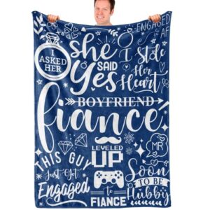 innobeta engagement gifts for men, unique newly-engaged throw blanket for fiance future husband, funny just engaged gifts, 50 x 65 inches, stranger boyfriend to fiance soon to be hubby