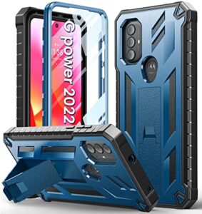 for motorola moto-g power 2022 case: moto g play 2023 case military grade heavy duty rugged protection shockproof shell | durable dual-layer armor design tough protective cover blue